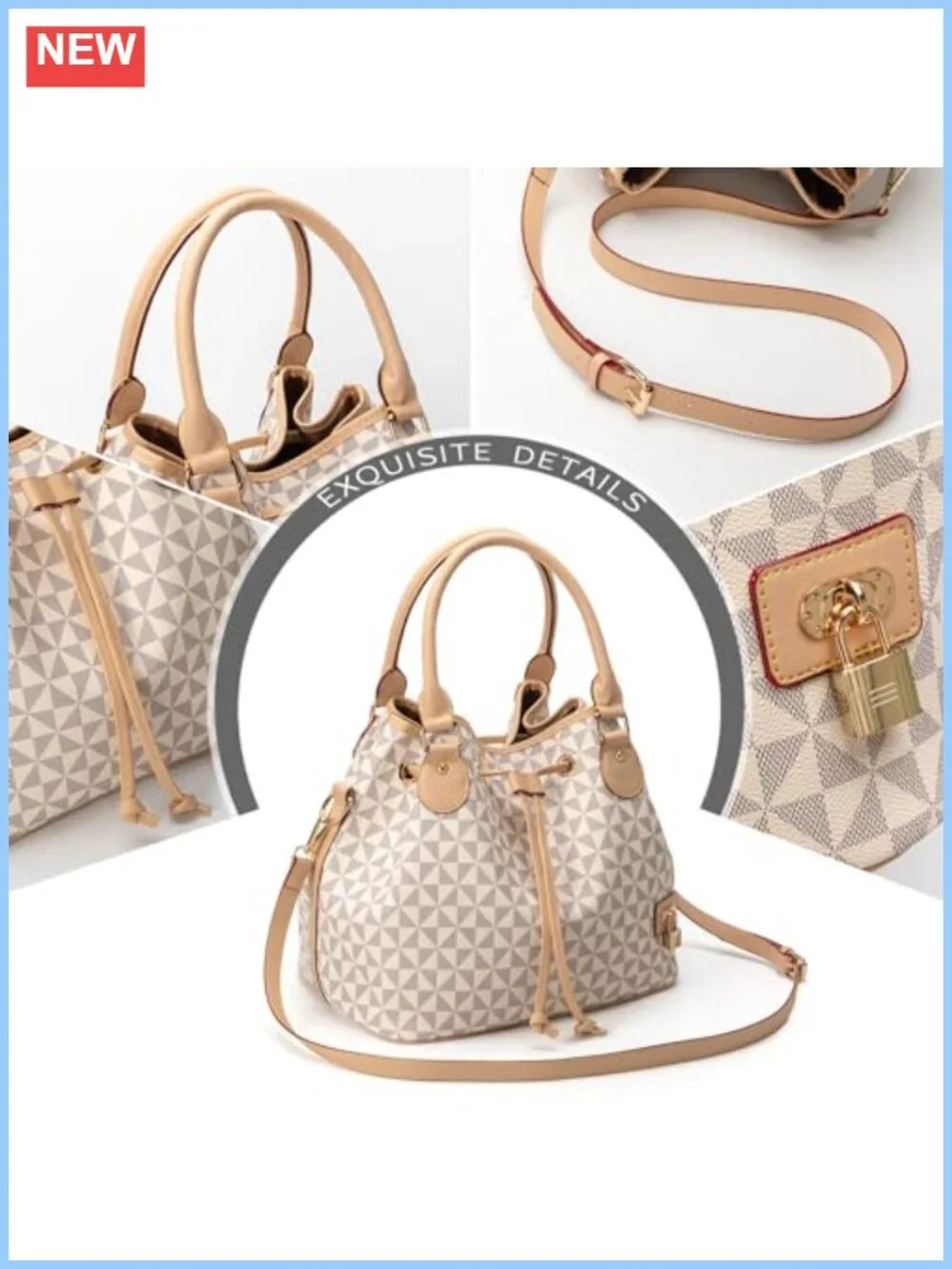 Chic West Hobo Bucket Purse PU Drawstring Shoulder Tote for Women